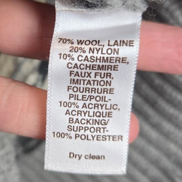 Vintage Hollister Y2K Wool Cashmere Sweater Fur Hood Fair Isle Preppy Medium - Picture 4 of 9